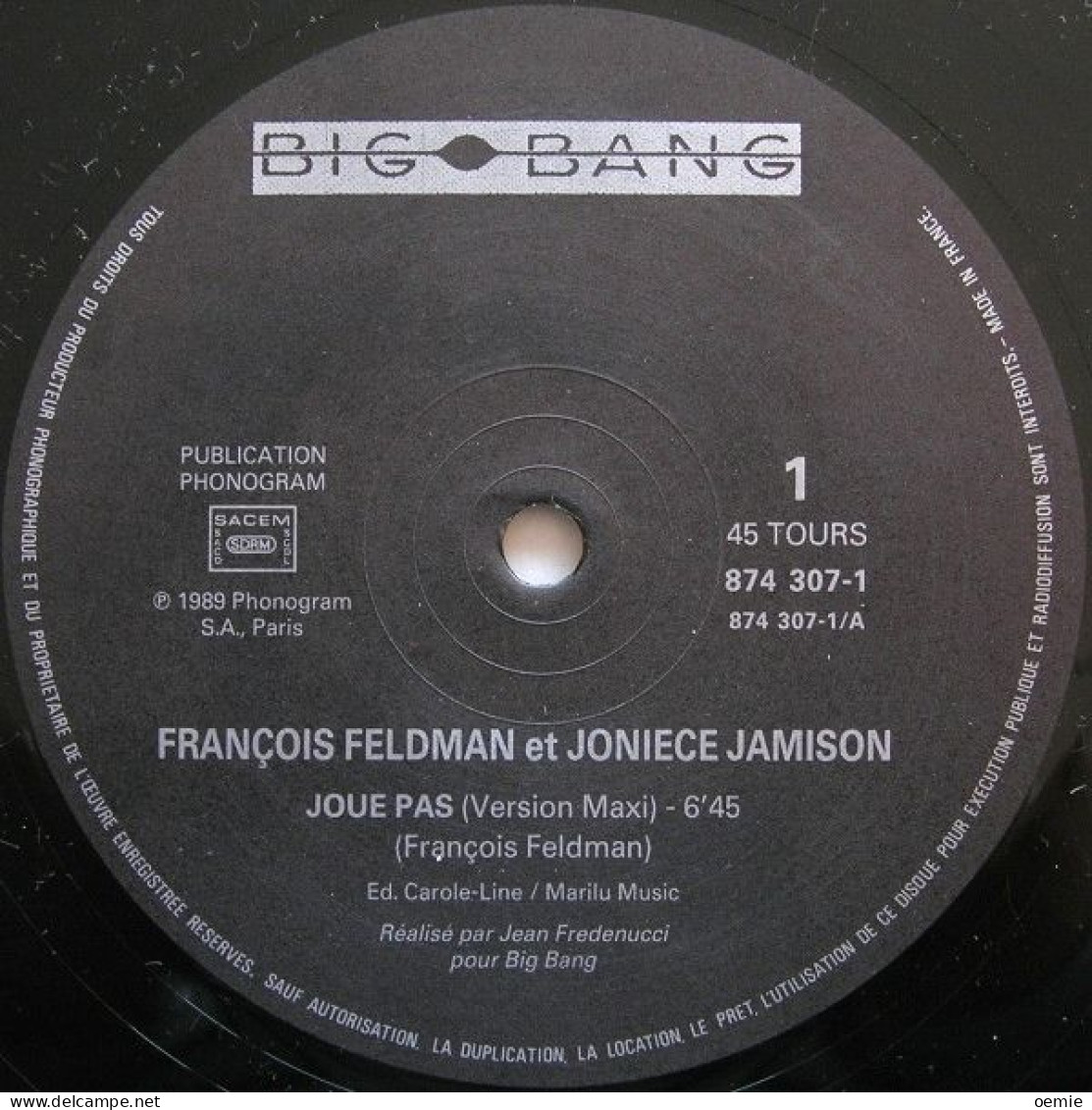 FRANCOIS  FELDMAN   °   JOUE  PAS - 45 Rpm - Maxi-Single