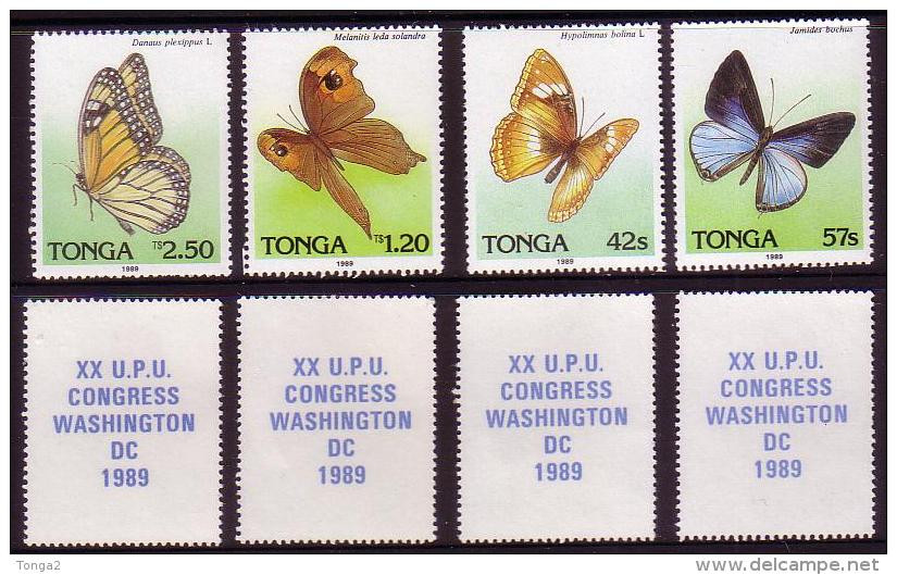 Tonga 1989 Scarce Butterfly Set With UPU On The Back - More Details Below - Papillons