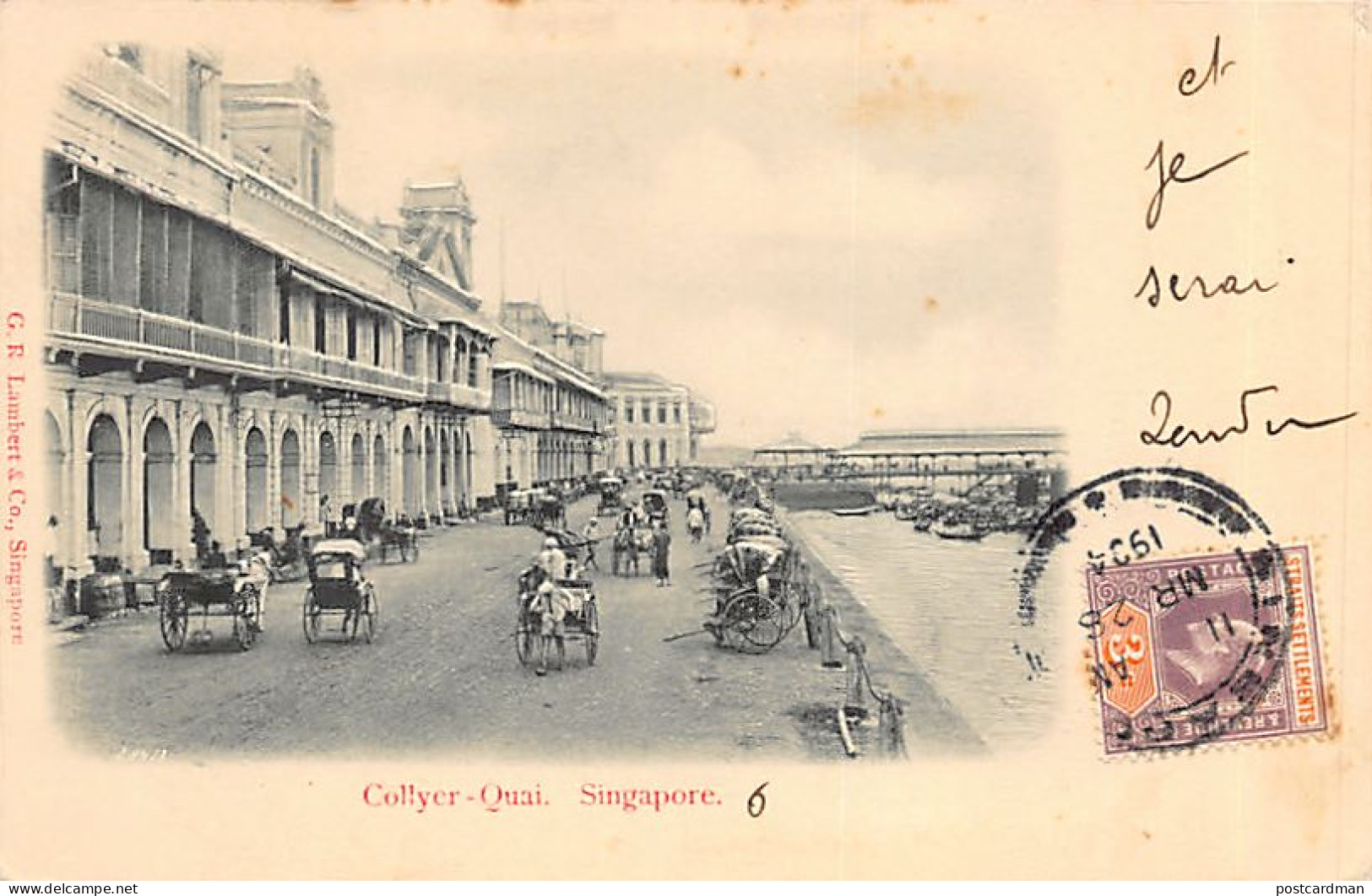 Singapore - Collyer Quay - RELIEF POSTCARD - Publ. G. R. Lambert & Co.  - Singapour