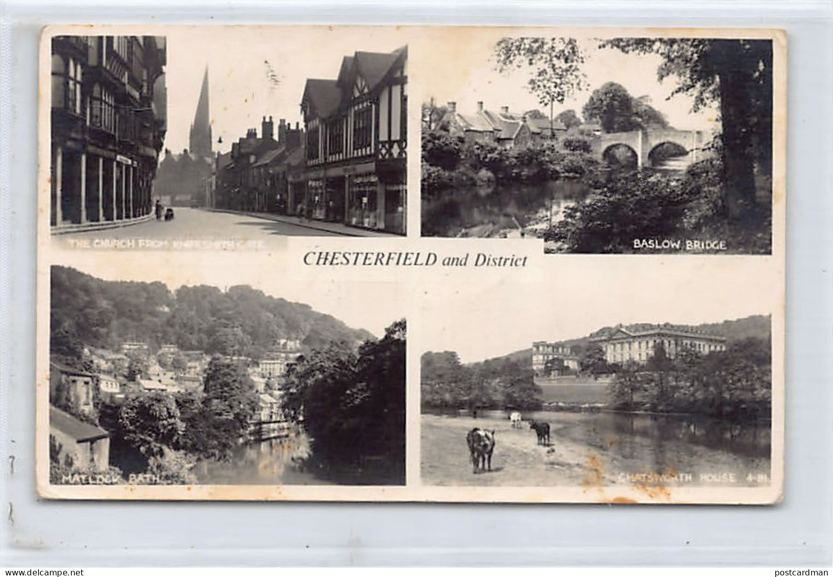 England - CHESTERFIELD (Derbs) The Church From Knifesmith Gate - Baslow Bridge - Matlock Bath - Chatsworth House - Derbyshire