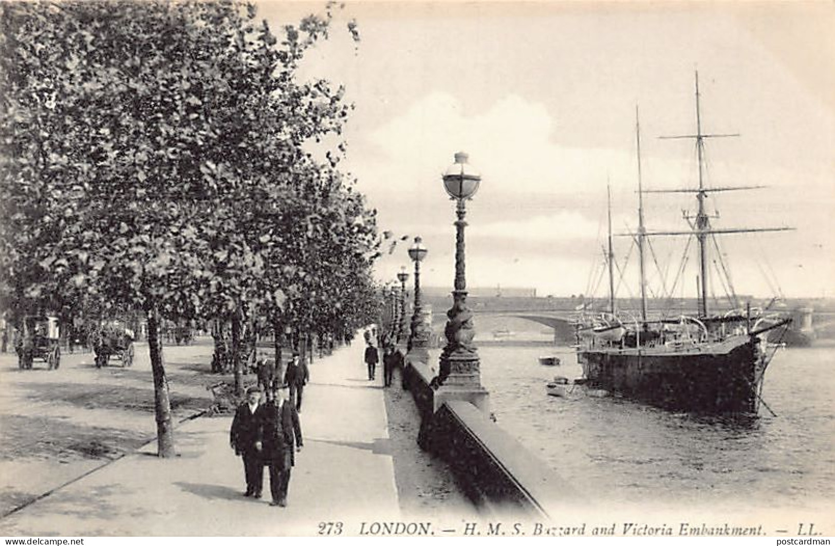 England - LONDON - H.M.S. Buzzard And Victoria Embankment - Publ. LL Levy 273 - River Thames