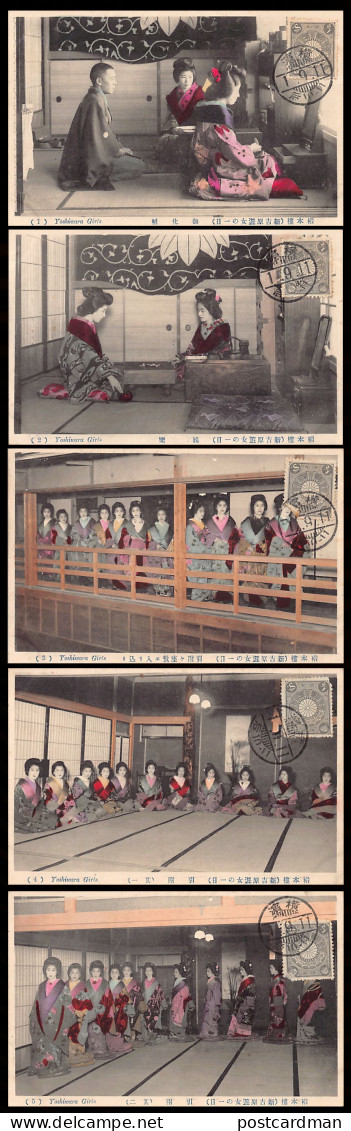Japan - Yoshiwara Girls - Set Of 5 Postcards. - Sonstige & Ohne Zuordnung