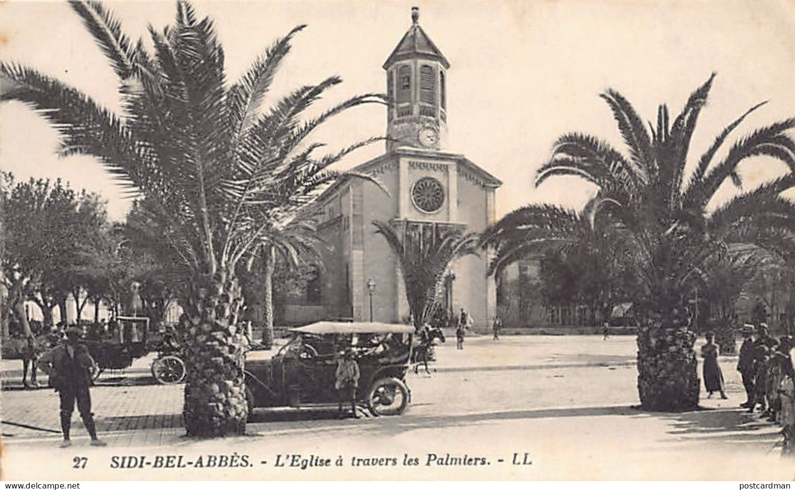 Algérie - SIDI BEL ABBÈS - L'église à Travers Les Palmiers - Ed. L.L. Lévy 27 - Sidi-bel-Abbes