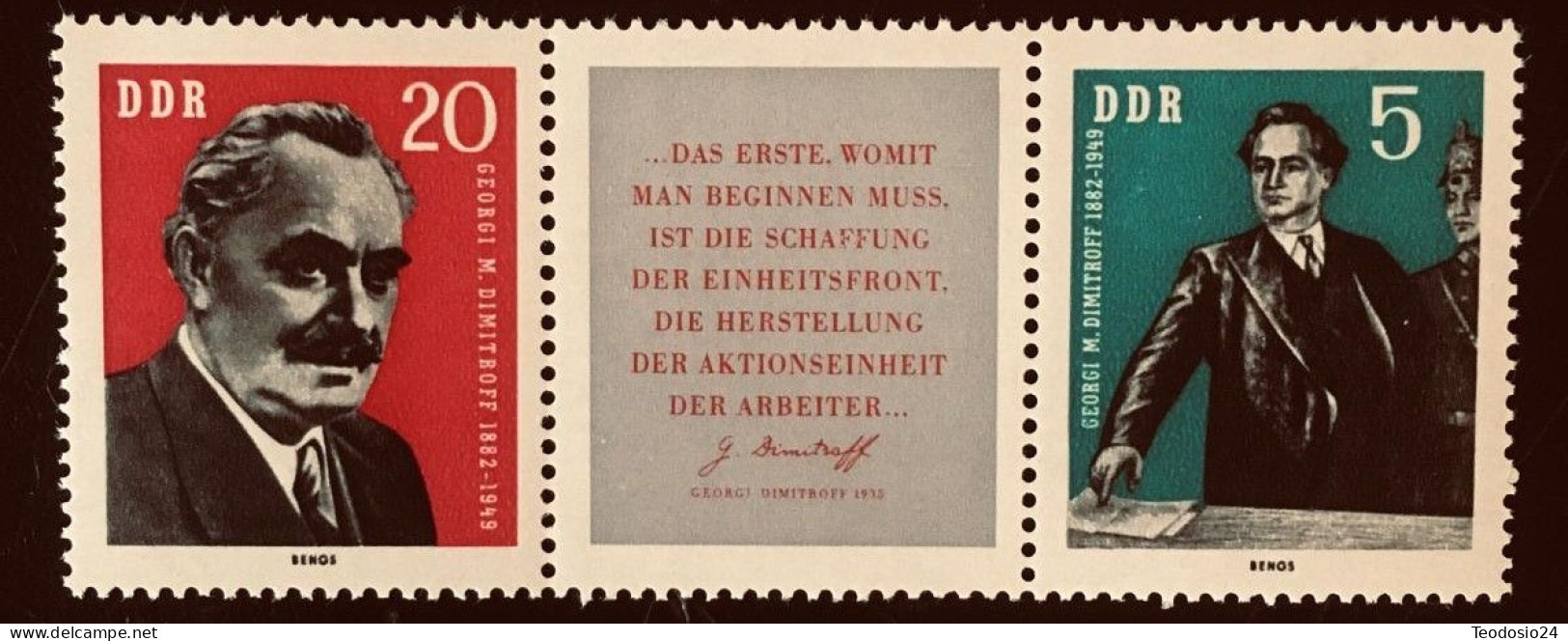 DDR 1962 80 ANIVERSARIO DEL NACIMIENTO DE GEORGI M. DIMITROV  ** - Unused Stamps