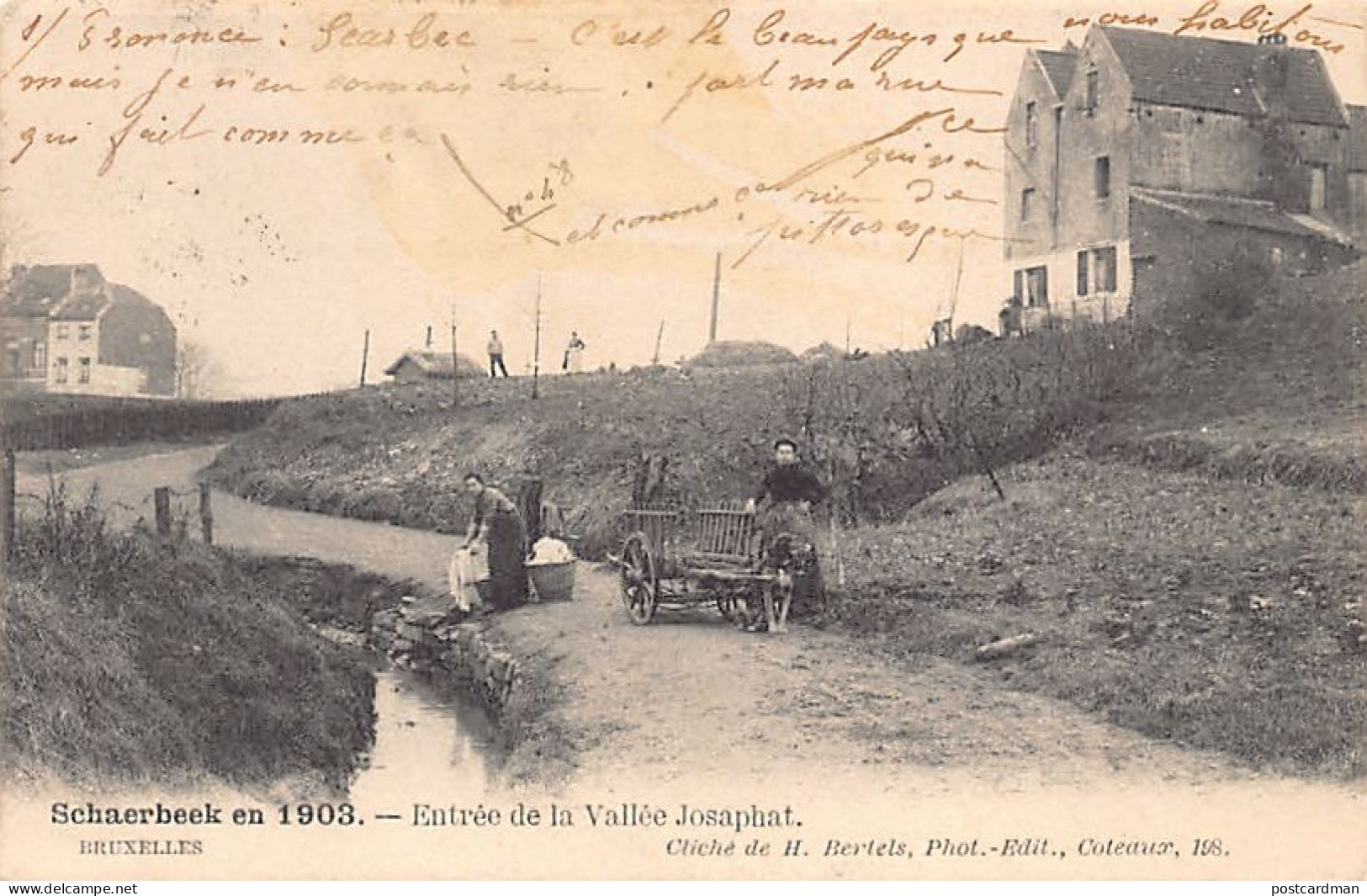 Belgique - SCHAERBEEK (Brux.-Cap.) Année 1903 - Voiture à Chien - Blanchisseuse - Entrée De La Vallée Josaphat - Ed. H.  - Schaerbeek - Schaarbeek