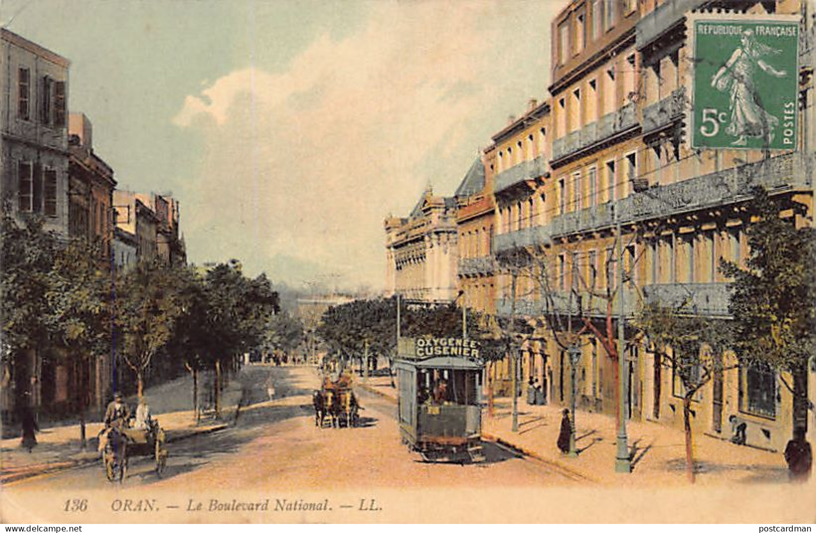 Algérie - ORAN - Le Boulevard National - Tramway - Ed. LL Lévy 136 - Oran