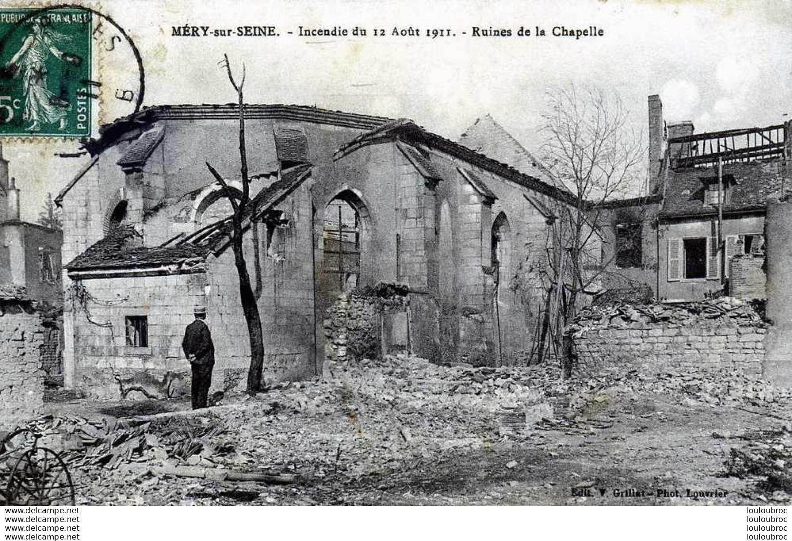 10 MERY SUR SEINE INCENDIE DU 12 AOUT 1911 RUINES DE LA CHAPELLE - Sonstige & Ohne Zuordnung