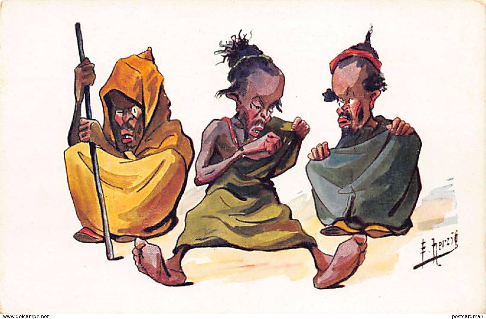 Maroc - Caricature Par F. Herzig - Les Mendiants - Ed. Inconnu  - Other & Unclassified