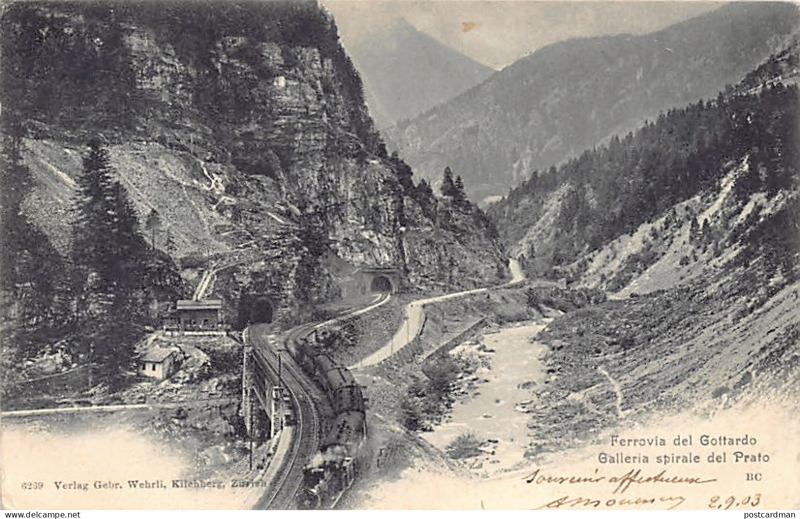 Svizzera - Ferrovia Del Gottardo (TI) Galleria Spirale Del Prato - Ed. Gebr. Wehrli 6239 - Prato