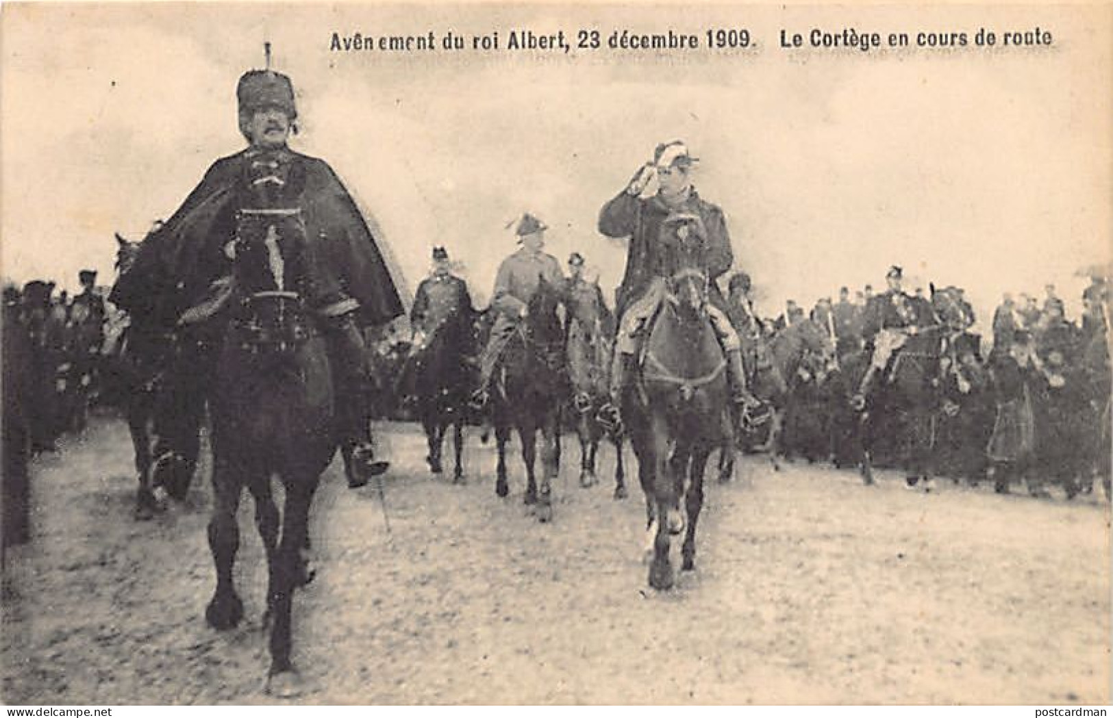 BRUXELLES - Avènement Du Roi Albert, 23 Décembre 1909 - Le Cortège En Cours De Route - Feste, Eventi