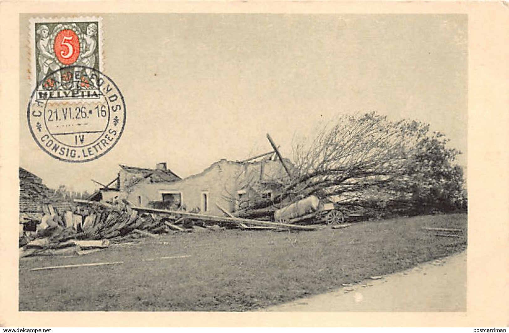 Suisse - La Chaux-de-Fonds (NE) - Ferme Détruite Par Le Cyclone Du 12 Juin 1926 - Ed. Haefeli & Co  - La Chaux-de-Fonds