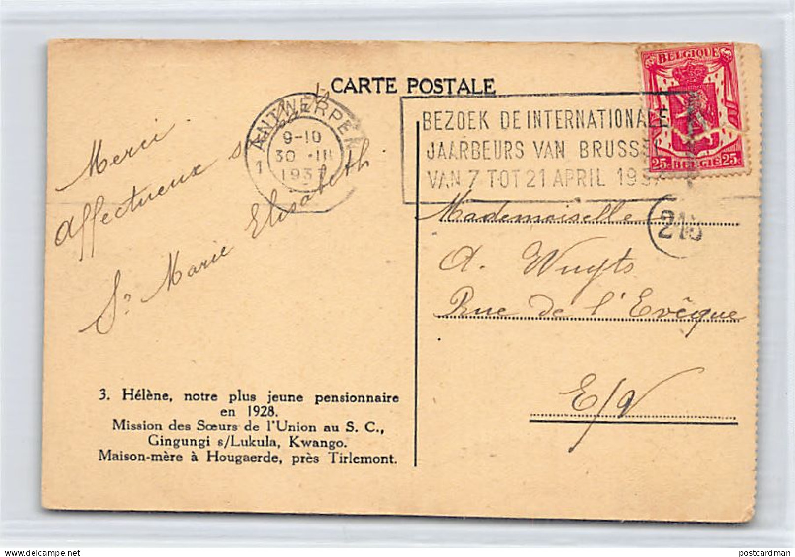 Congo Kinshasa - GINGUGI Sur Lukula (Kwango) - Hélène, Notre Plus Jeune Pensionnaire En 1928 - Ed. Mission Des Soeurs De - Belgian Congo