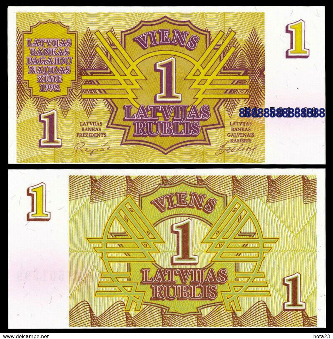 (!)  Latvia, 1 Rublis / Rouble , 1992, Pick 35, UNC > First Ex-USSR > Pre-Euro - Lettonia