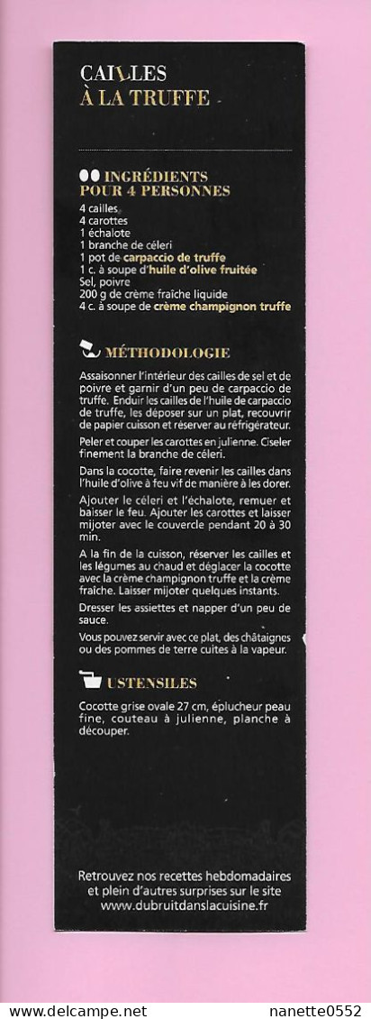 MP - Cailles à La Truffe - Du Bruit Dans La Cuisine - Bookmarks