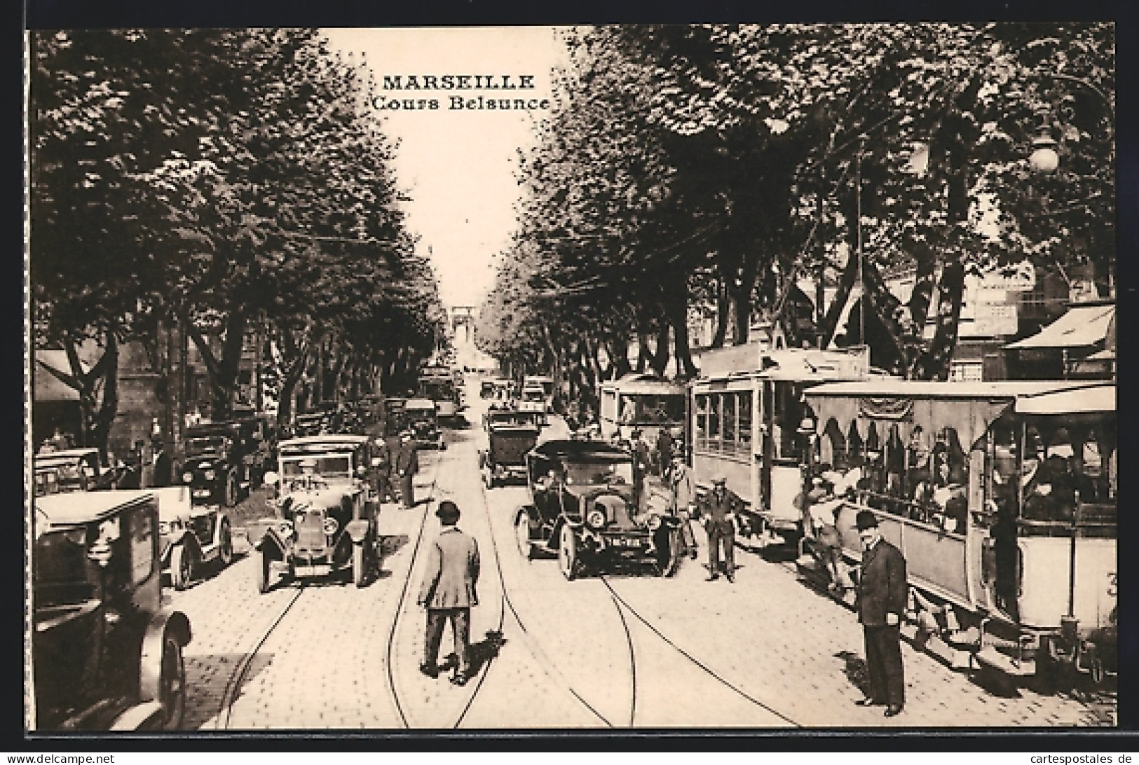 AK Marseille, Cours Belsunce, Strassenbahn  - Strassenbahnen