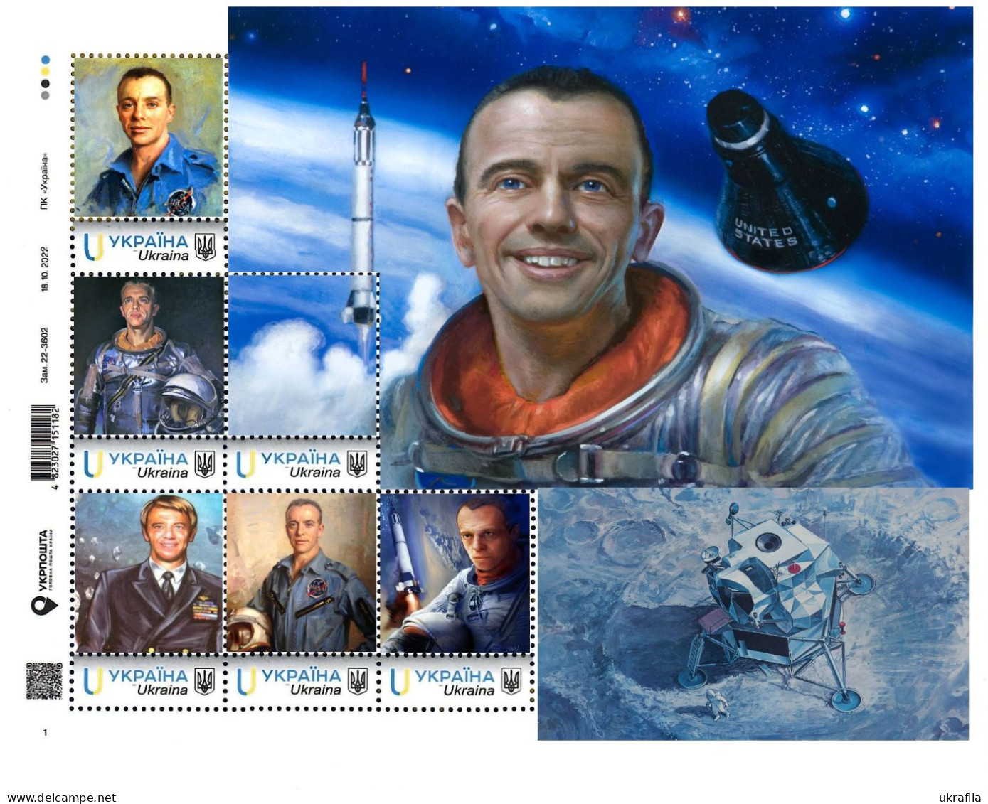 Ukraine 2024, Space, USA Astronauts, Alan Shepard, Sheetlet Of 6v - Ukraine