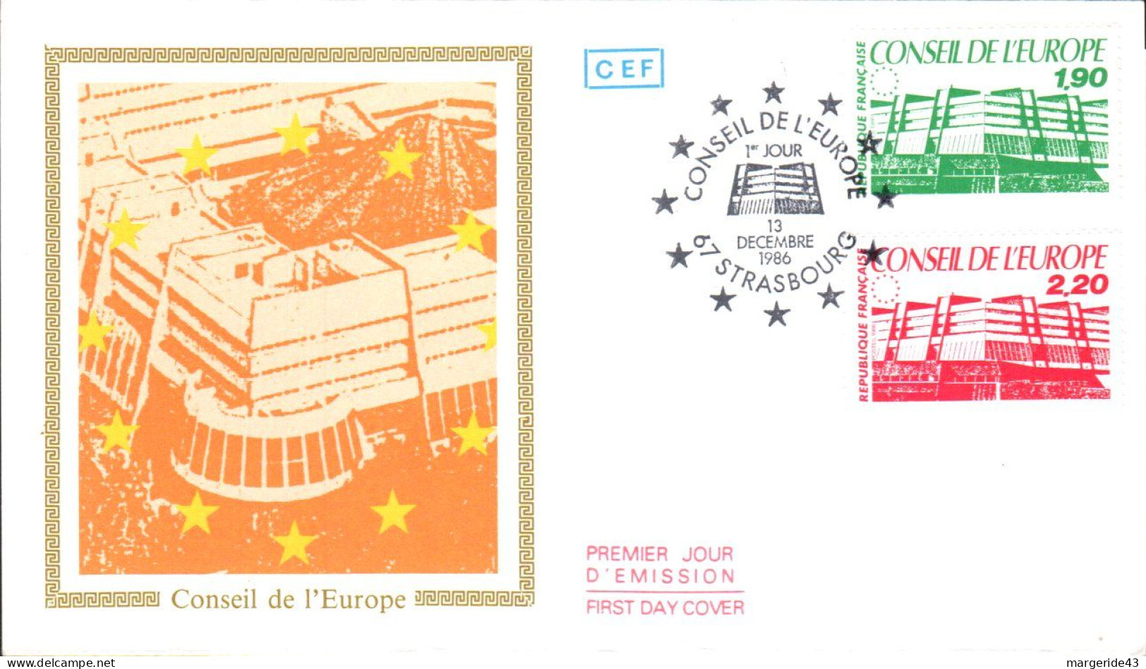 FDC 1986 CONSEIL DE L'EUROPE - 1980-1989