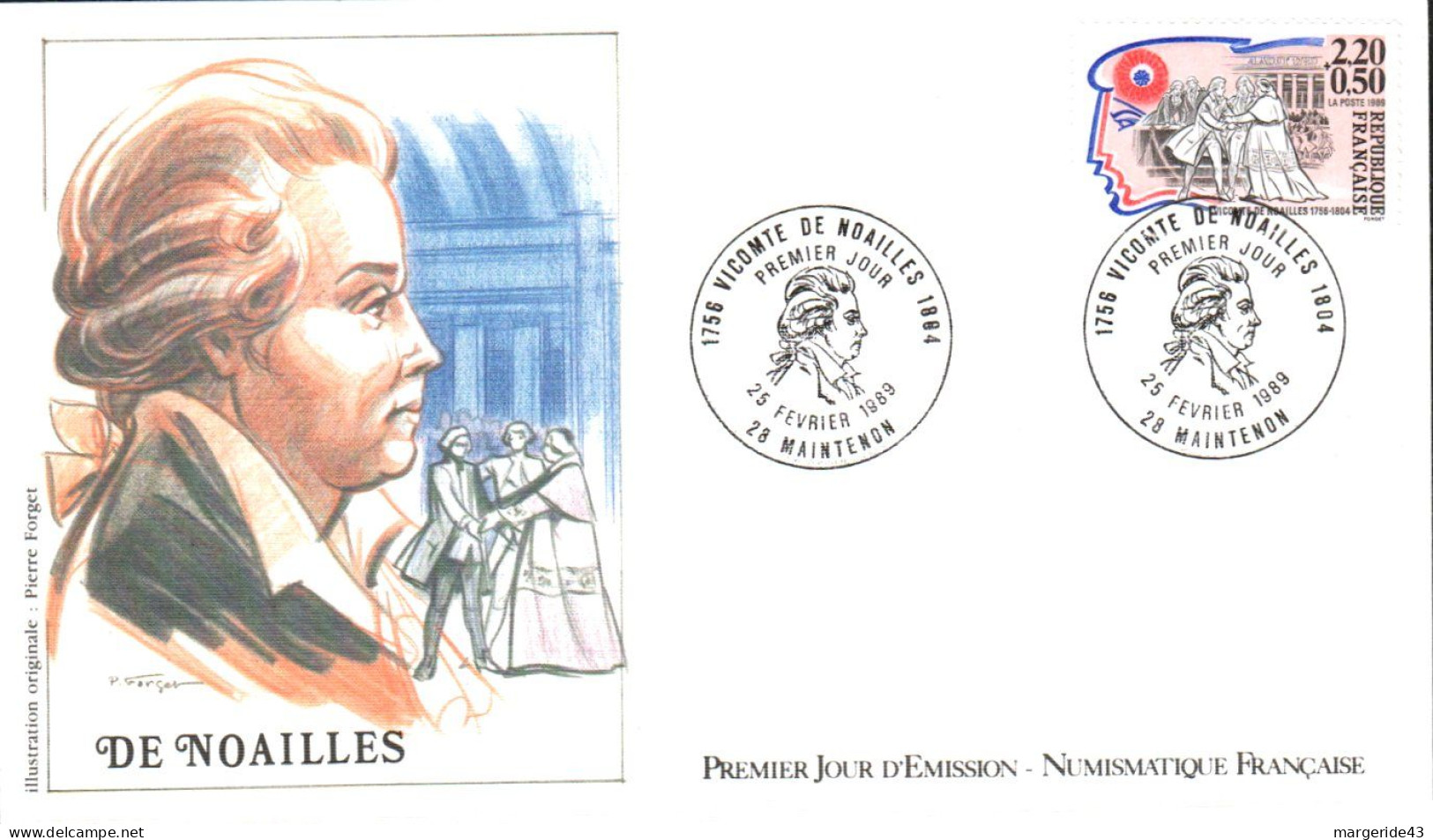 FDC 1989 BICENTENAIRE REVOLUTION - DE NOAILLES - 1980-1989