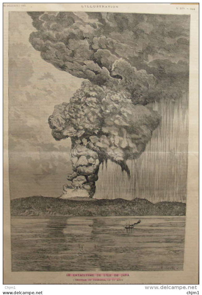 Le Cataclysme De L'île De Java - L'éruption Du Krakatoa - Page Original 1883 - 1 - Historical Documents