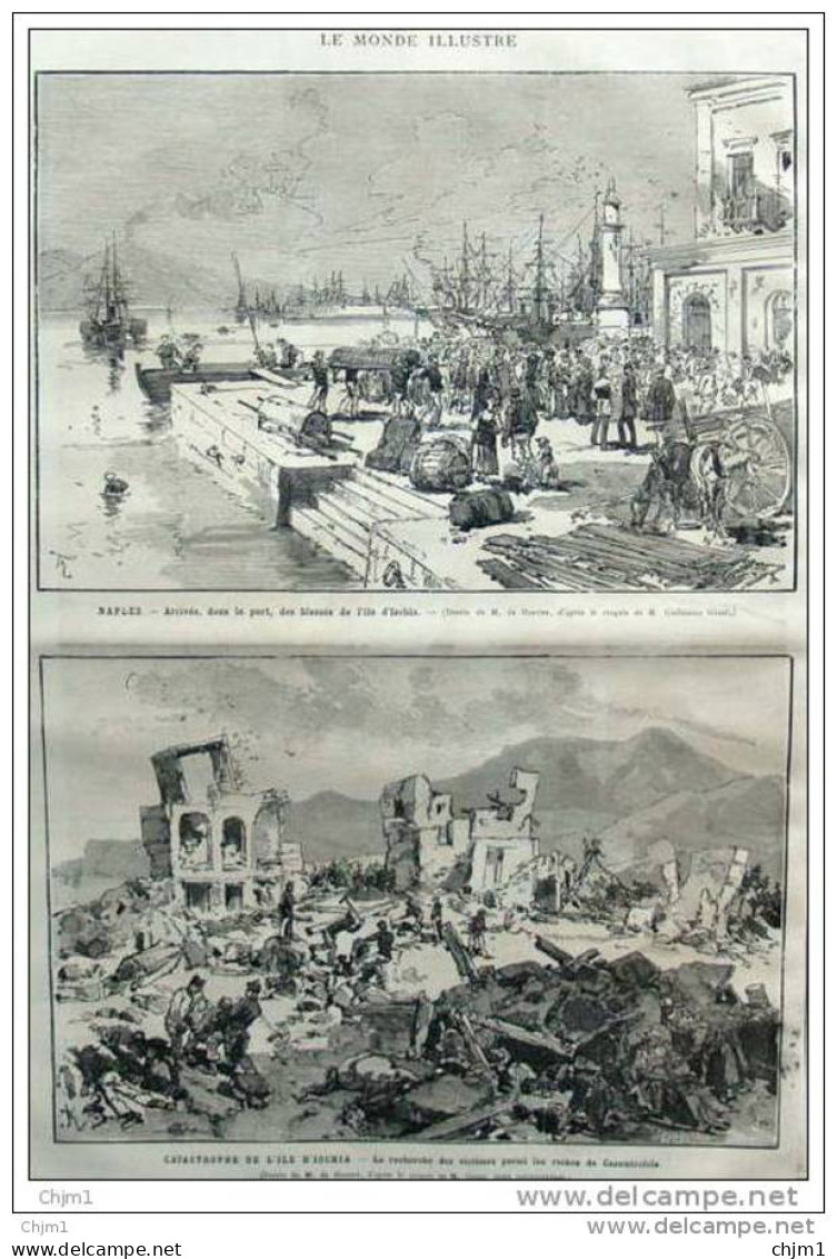 Tremblement De Terre à Ischia - La Recherche Des Victimes De Casamicciola -  Page Original 1883 - Historical Documents