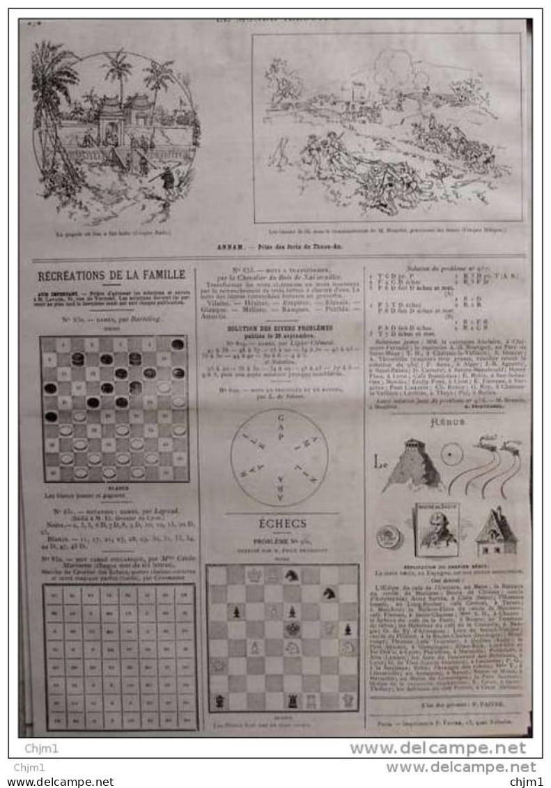 Échecs - Problème N° 960 Par M. Émile Pradignat - Schach - Chess - Page Original 1883 - Historical Documents