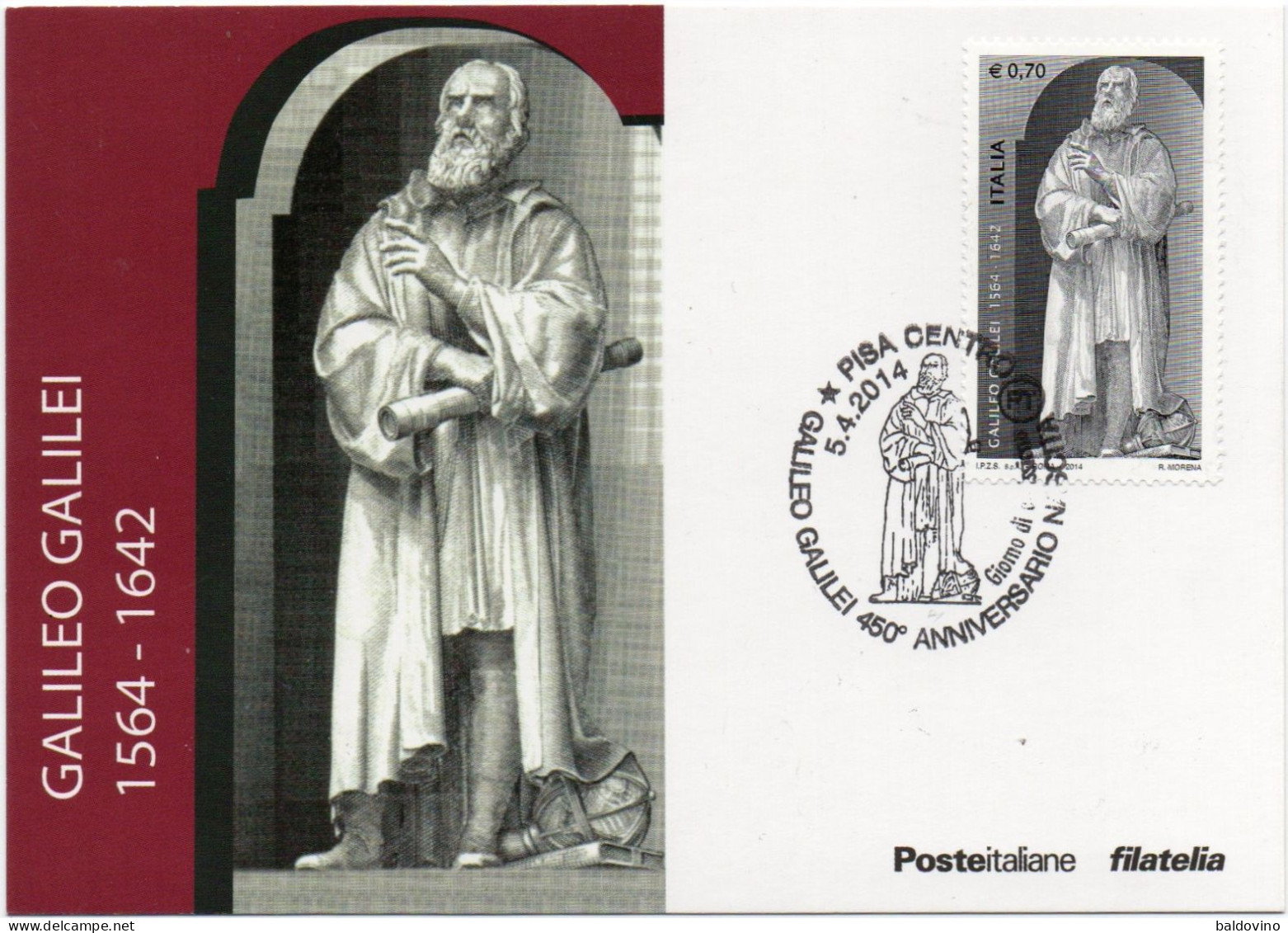 Italia 2014 Galileo Galilei, Cartolina Filatelica - 2011-20: Cartas & Documentos