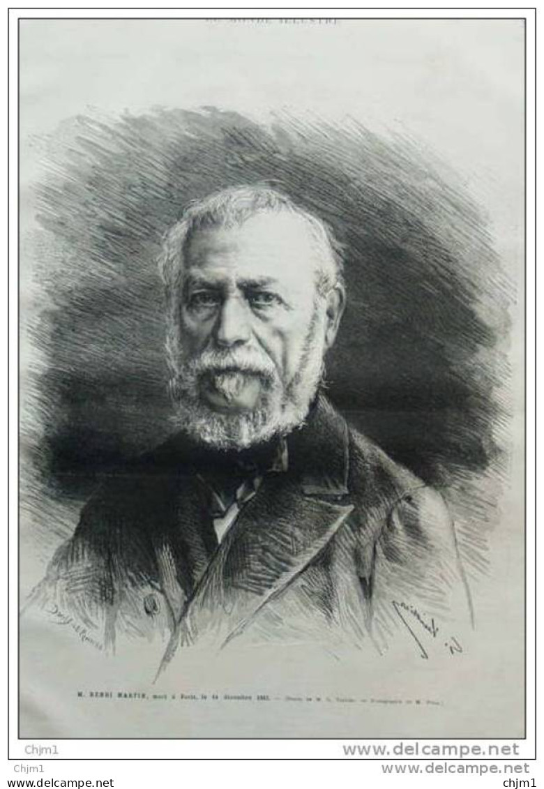 Henri Martin - Mort à Paris -  Page Original 1883 - Documentos Históricos
