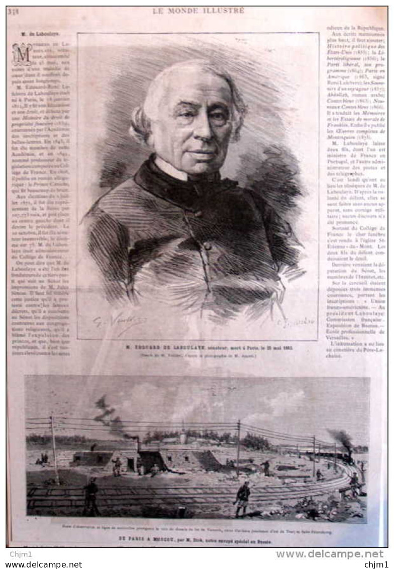 Edouard De Laboulaye - Senateur - Page Original 1883 - Historical Documents