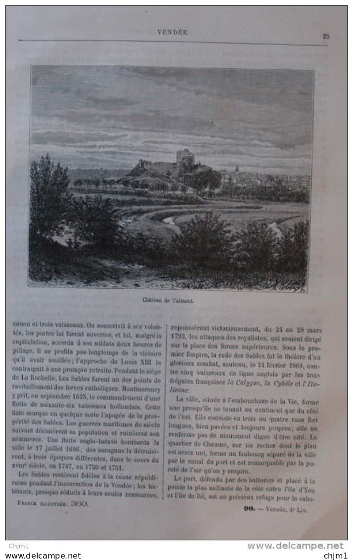 Château De Talmont - Page Original 1883 - Historische Documenten