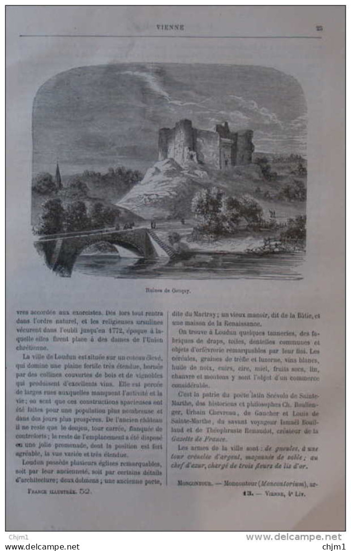 Ruines De Gencay - Page Original 1883 - Documentos Históricos