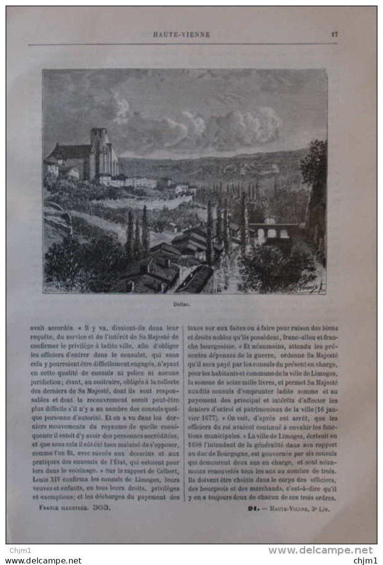 Bellac - Page Original 1883 - Documents Historiques