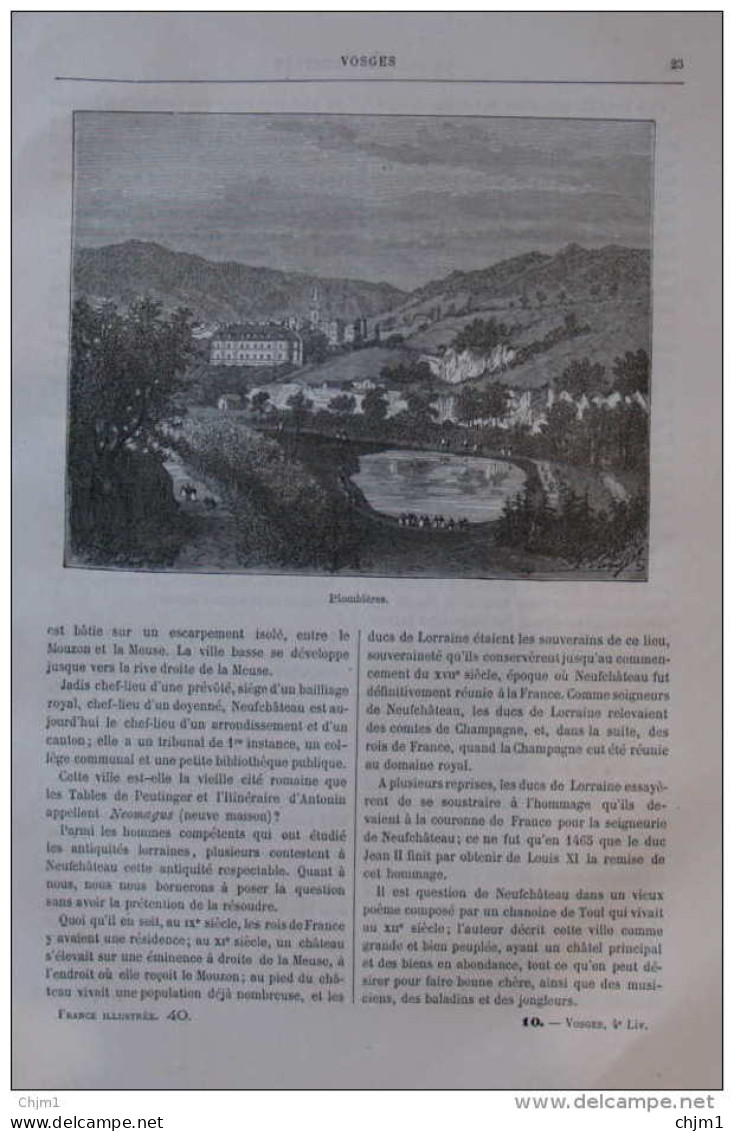 Plombières - Page Original 1883 - Historical Documents