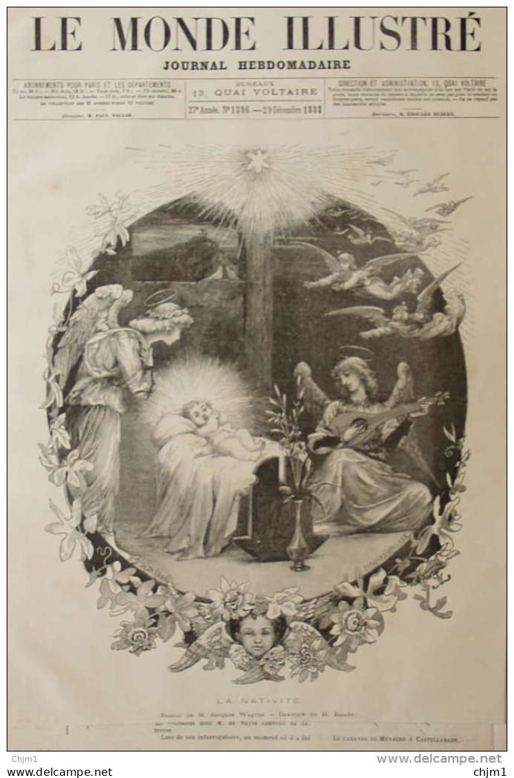 "La Nativité", Dessin De M. Jacques Wagrez - Page Original 1883 - Historical Documents