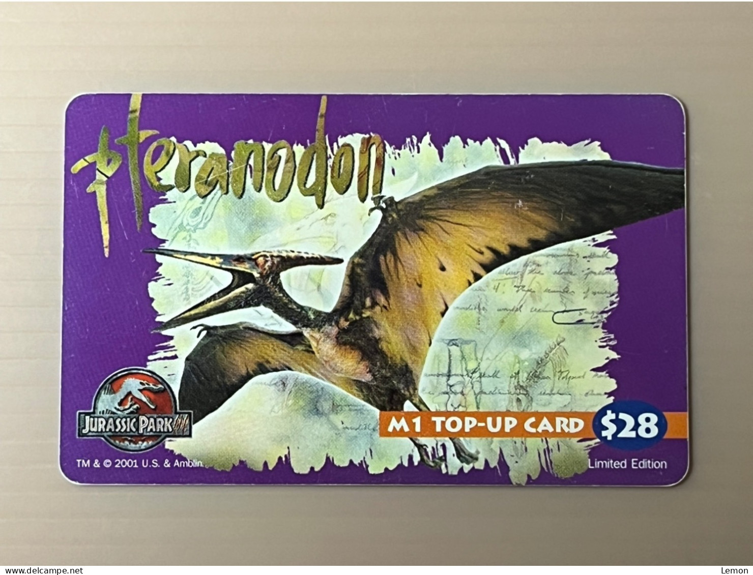 Singapore M1 Top-Up Card Phonecard, Jurassic Park, Set Of 1 Used Card - Singapore