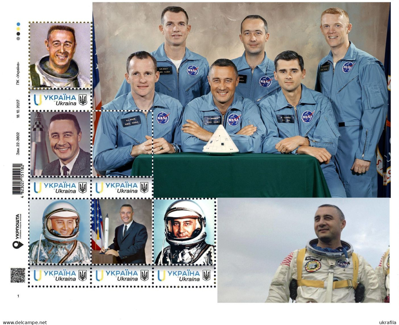 Ukraine 2024, Space, USA Astronauts, Gus Grissom, Sheetlet Of 6v - Ukraine