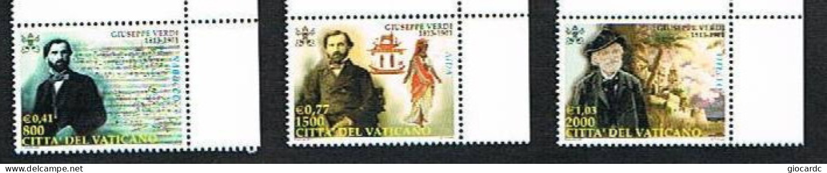 VATICANO - UNIF.1238.1240    - 2001   100^ ANNIV. MORTE GIUSEPPE VERDI      -   NUOVI (MINT) ** - Unused Stamps