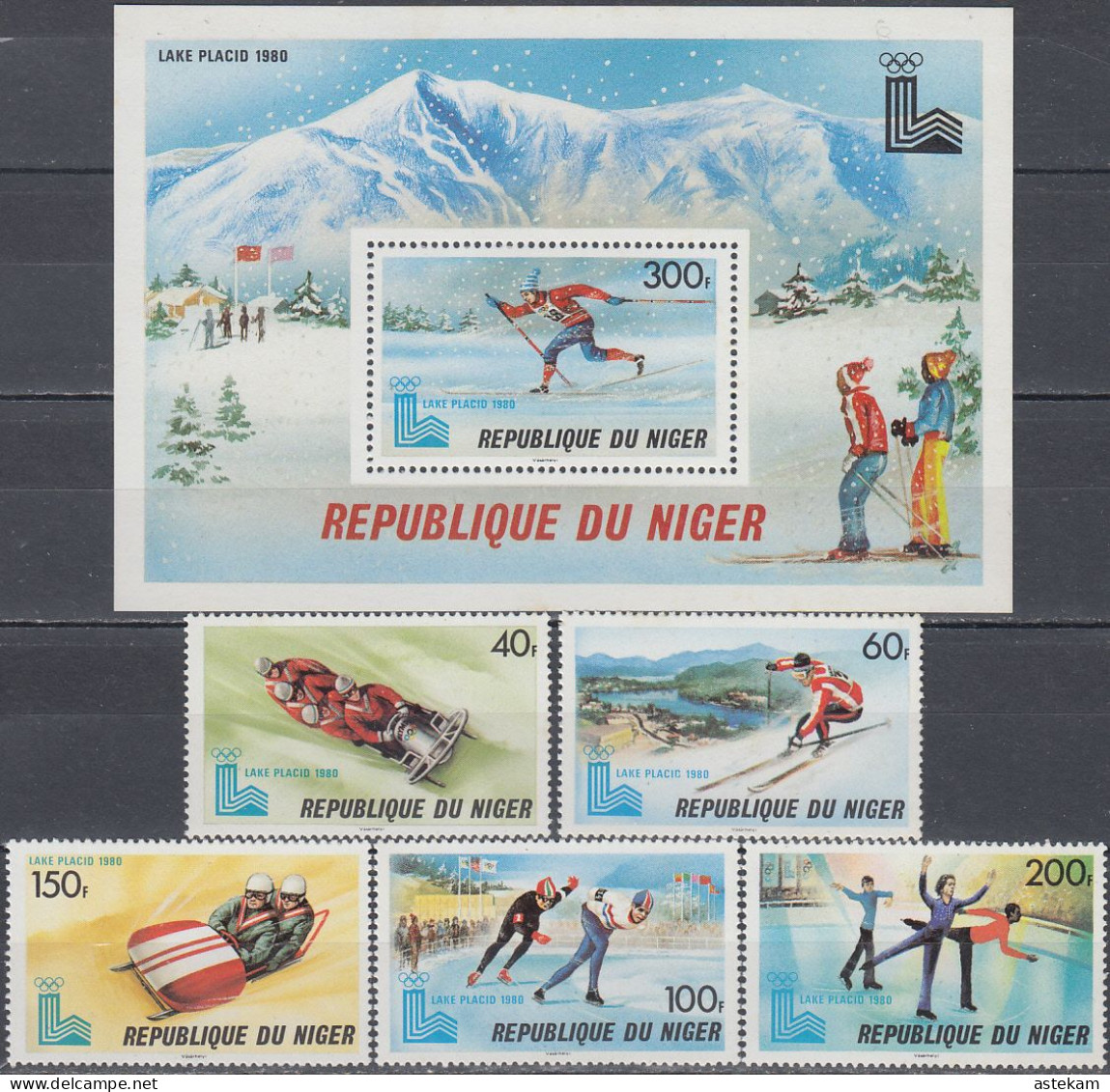NIGER 1979, SPORT, WINTER OLYMPIC GAMES In LAKE PLACID, COMPLETE MNH SERIES With BLOCK In GOOD QUALITY, *** - Níger (1960-...)