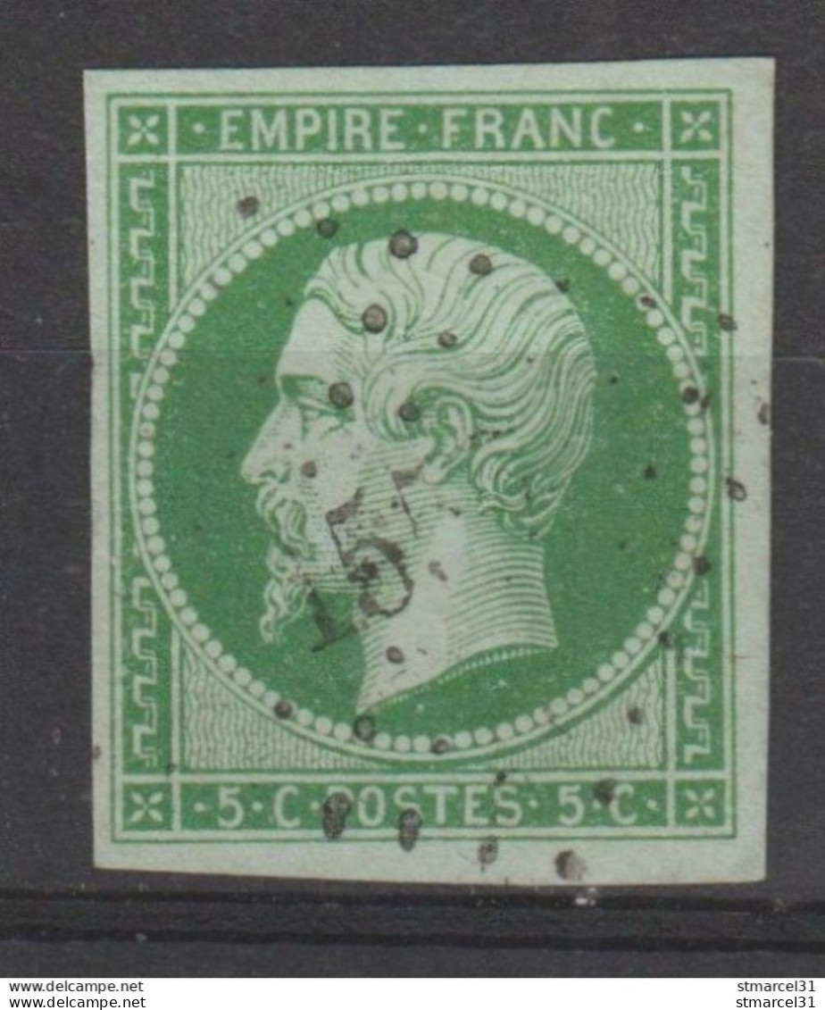 EN LUXE N'AVOIR Que LUI RARE N°12c VERT FONCE Sur VERT Signé SCHELLER Cote 380€ - 1853-1860 Napoléon III.