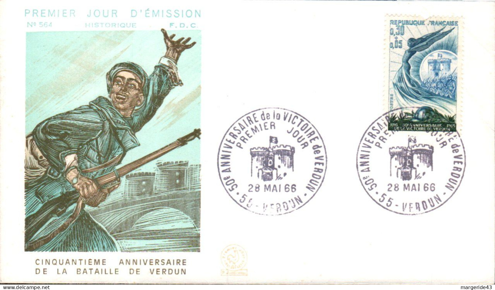 FDC 1966 50 ANS VICTOIRE DE VERDUN - 1960-1969