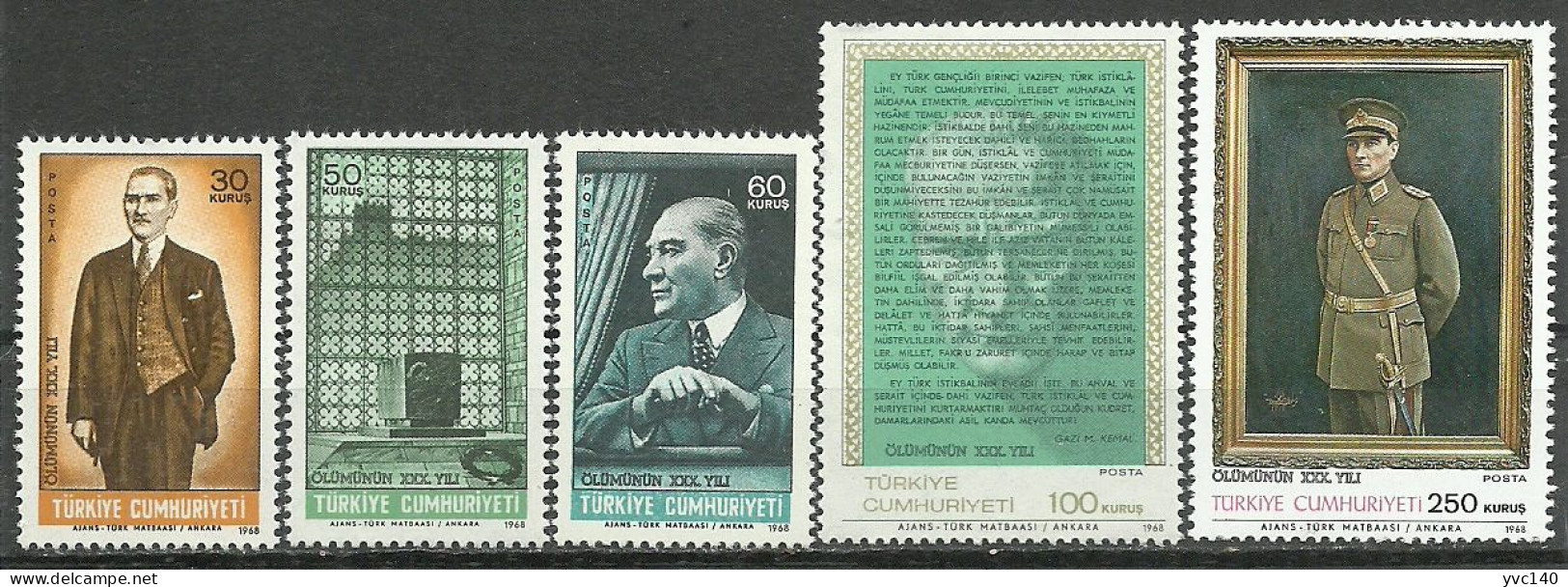 Turkey; 1968 30th Anniv. Of Ataturk's Death (Complete Set) - Unused Stamps