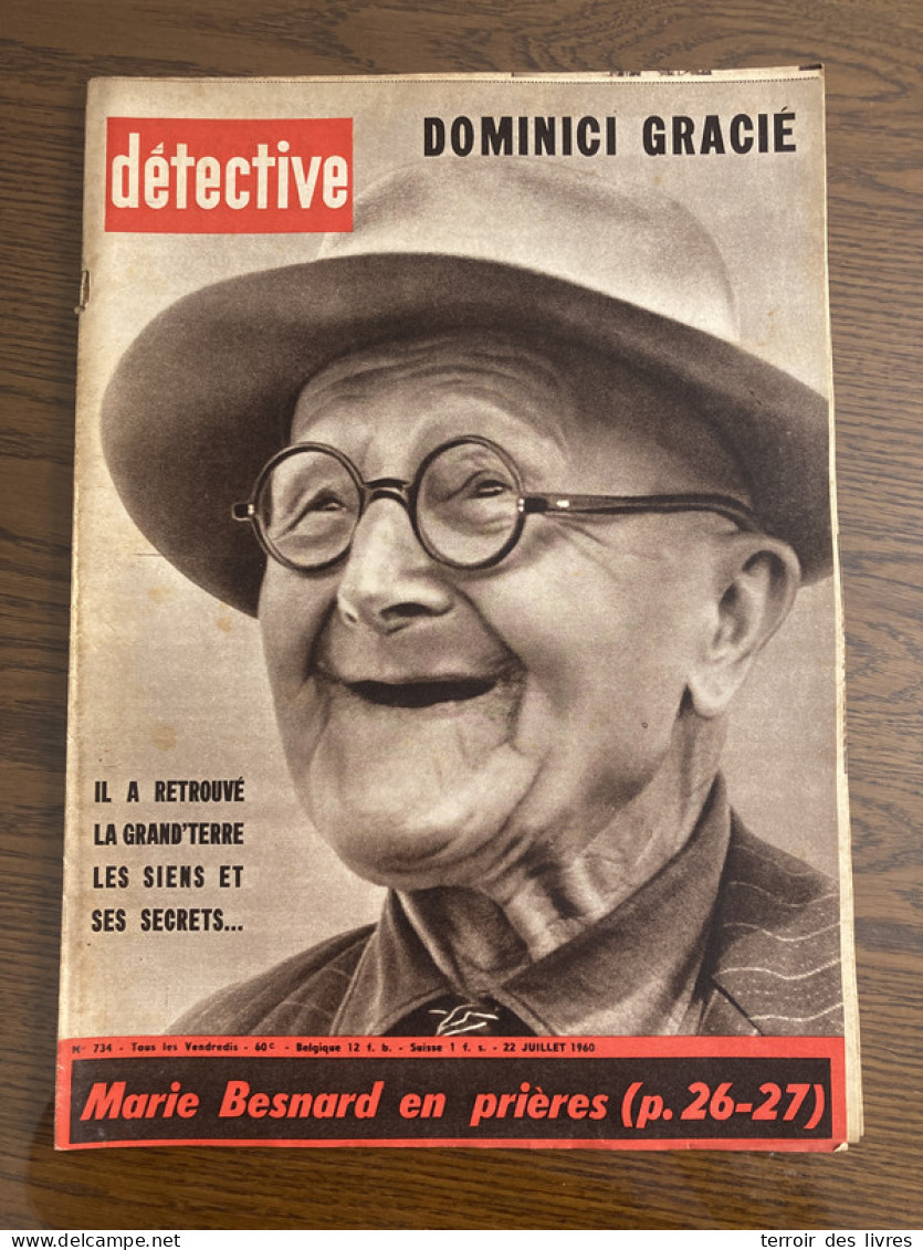 Détective 1960 734 BOUQUETOT LANDIN HAUVILLE MAY SUR ORNE LE GRAU DU ROI LURS MARIE BESNARD Colette DEREAL - Autres & Non Classés