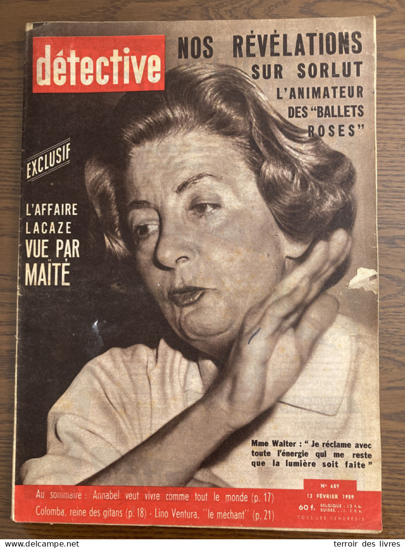 Détective 1959 659 LACALM FATINES THIONVILLE DOMBASLE SUR MEURTHE LINO VENTURA - Sonstige & Ohne Zuordnung