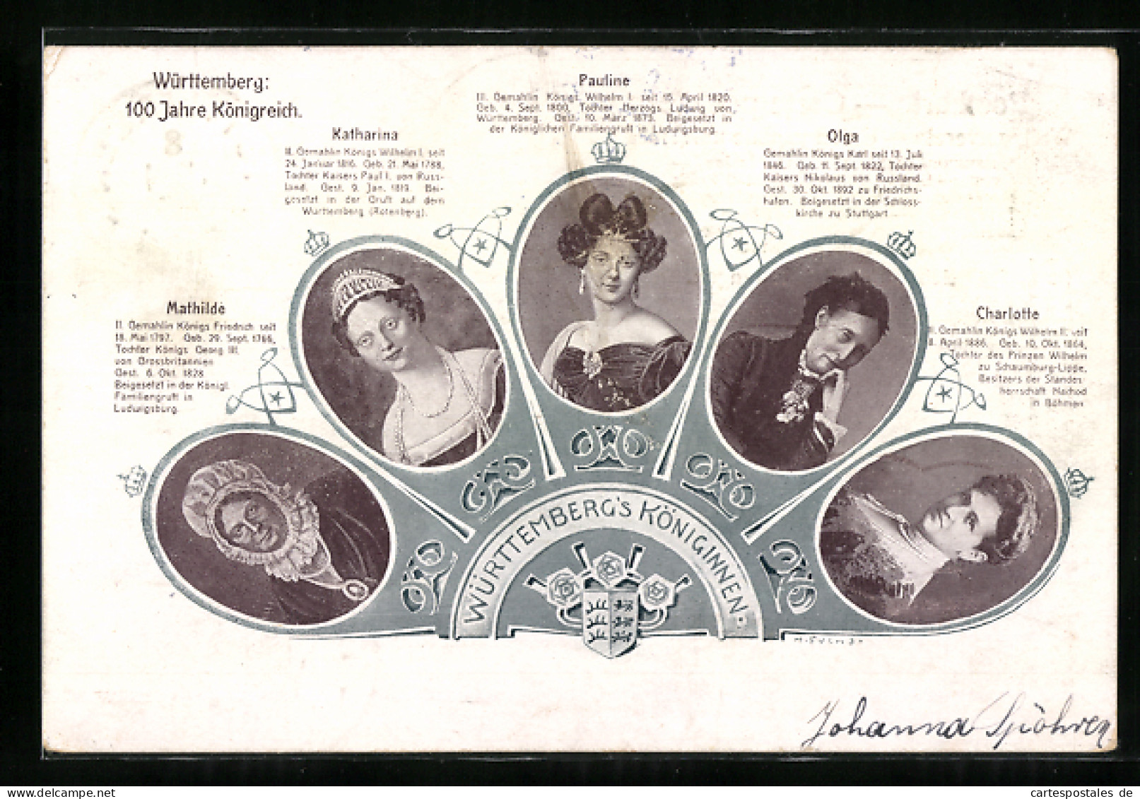 AK Württemberg, 100 Jahre Königreich, Mathilde, Katharina, Pauline, Olga  - Royal Families