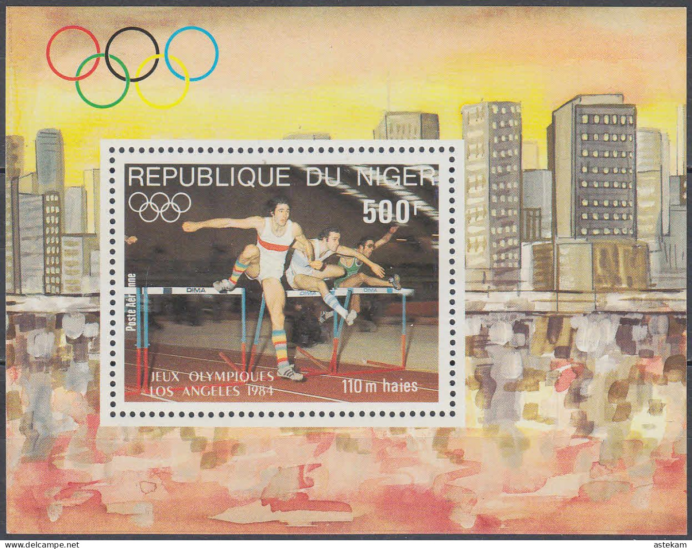 NIGER 1984, SPORT, RUNNING With OBSTACLES, SUMMER OLYMPIC GAMES In LOS ANGELES, MNH BLOCK In GOOD QUALITY, *** - Niger (1960-...)