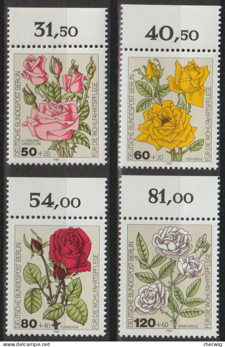 Berlin, 1982, Mi.Nr. 680-683 ** -  Ein Satz Mit Oberrand "Wohlfahrt: Gartenrosen" - Unused Stamps
