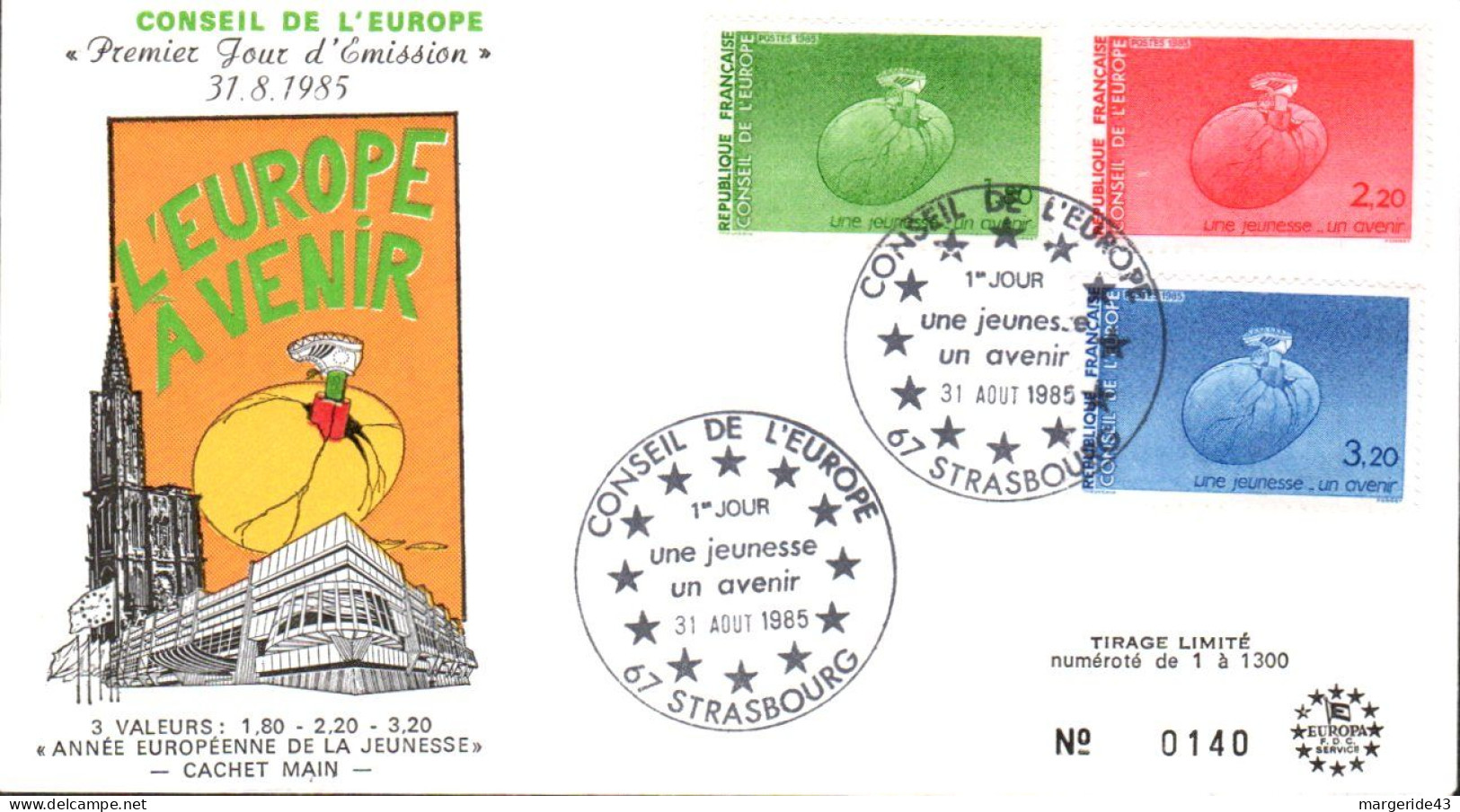 FDC 1985 CONSEIL DE L'EUROPE - 1980-1989