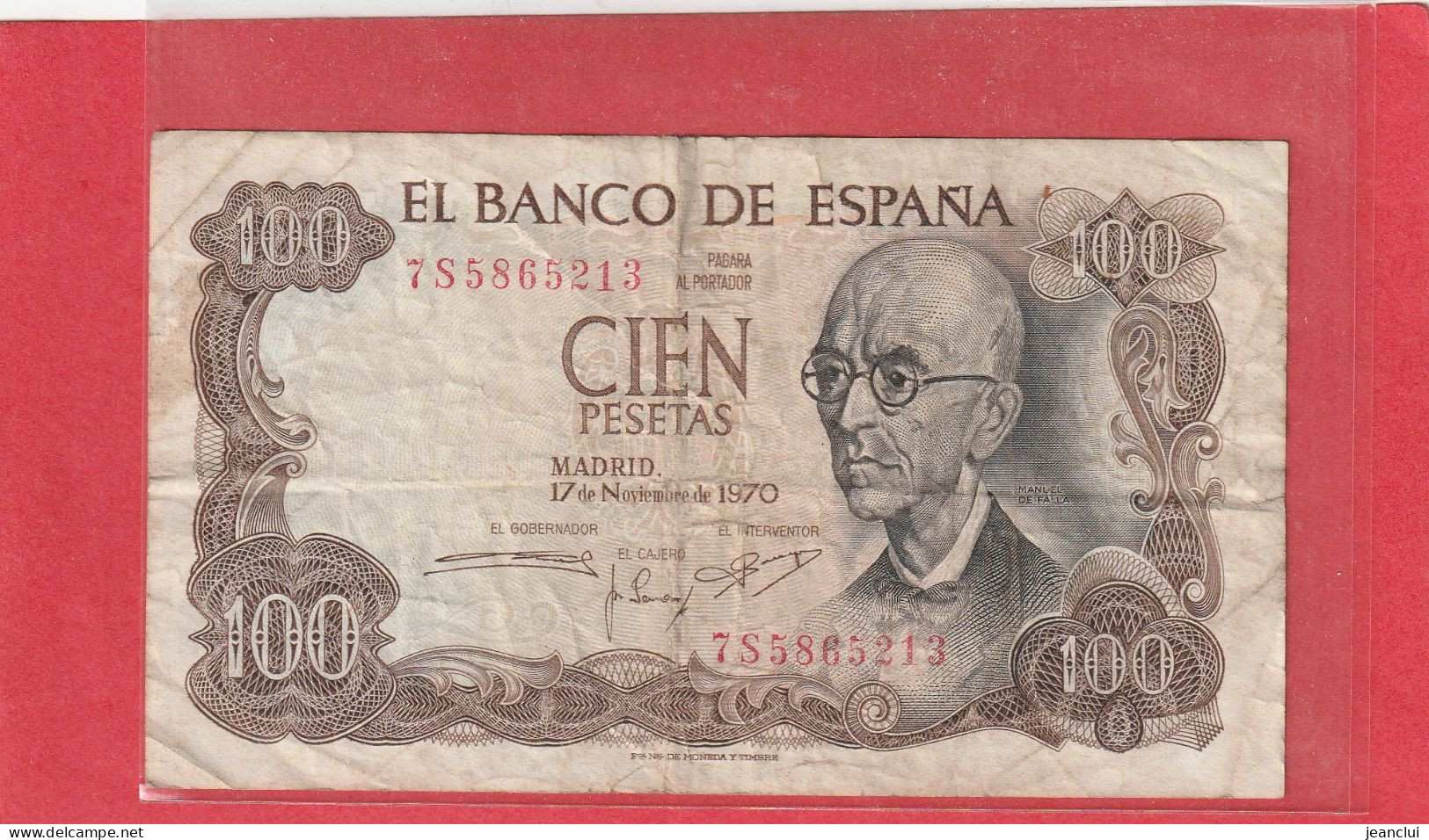 EL BANCO DE ESPANA  .  100 PESETAS  .  17-11-1970  .  N°  7S5865213 .  2 SCANNES  .  BILLET USITE - 100 Pesetas