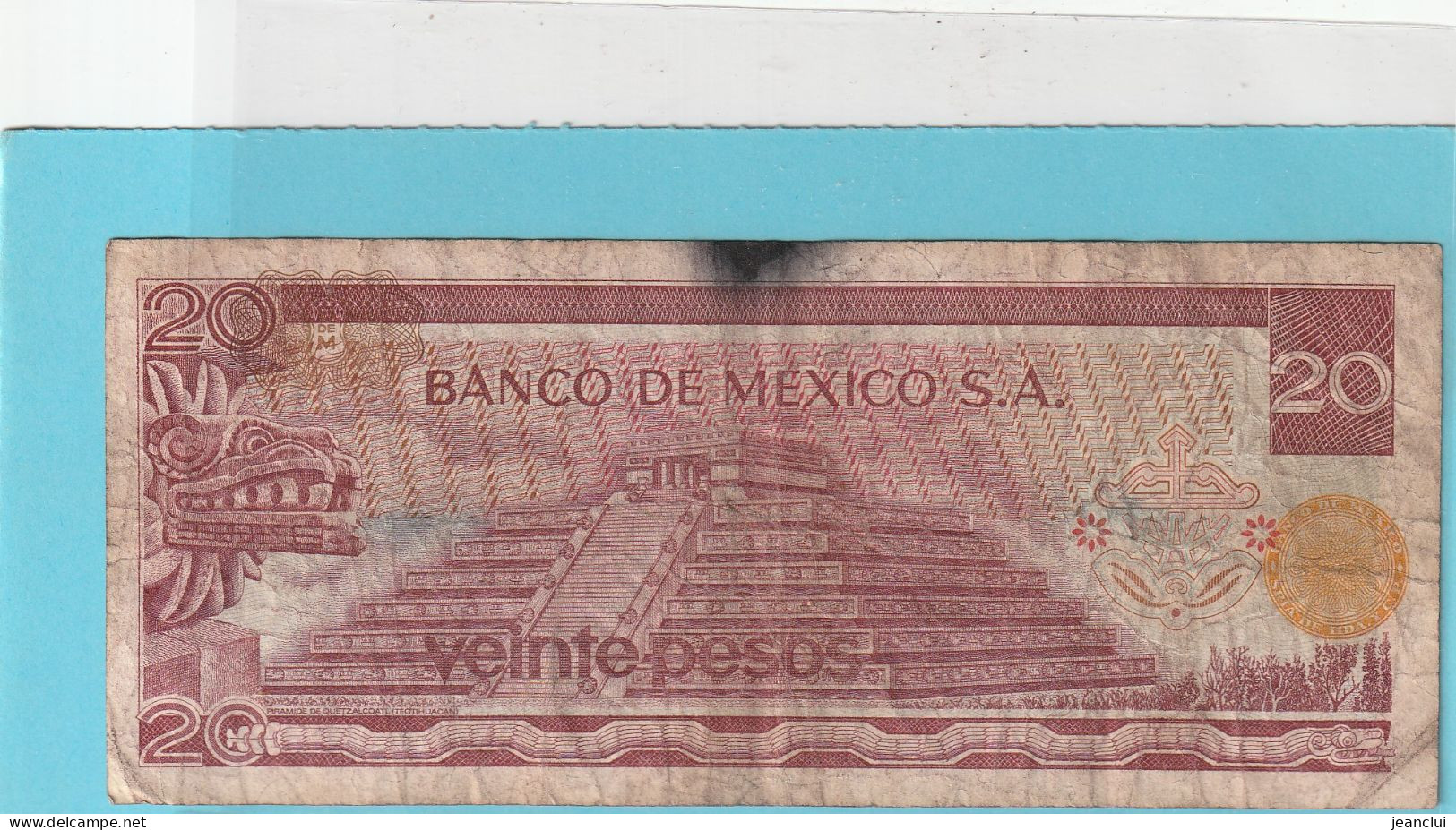 EL BANCO DE MEXICO S.A.   .  20 PESOS  .  18-7-1973  .  N°  L 8388428 .  2 SCANNES  .  BILLET TRES USITE - Mexico