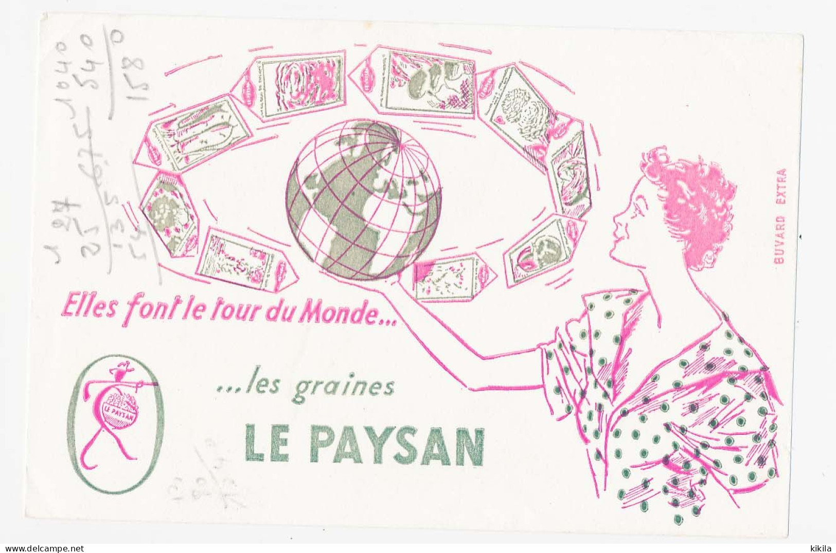 Buvard  20.5 X 13.6  Les Graines LE PAYSAN Font Le Tour Du Monde  Globe Terrestre  Jeune Femme - Agricultura