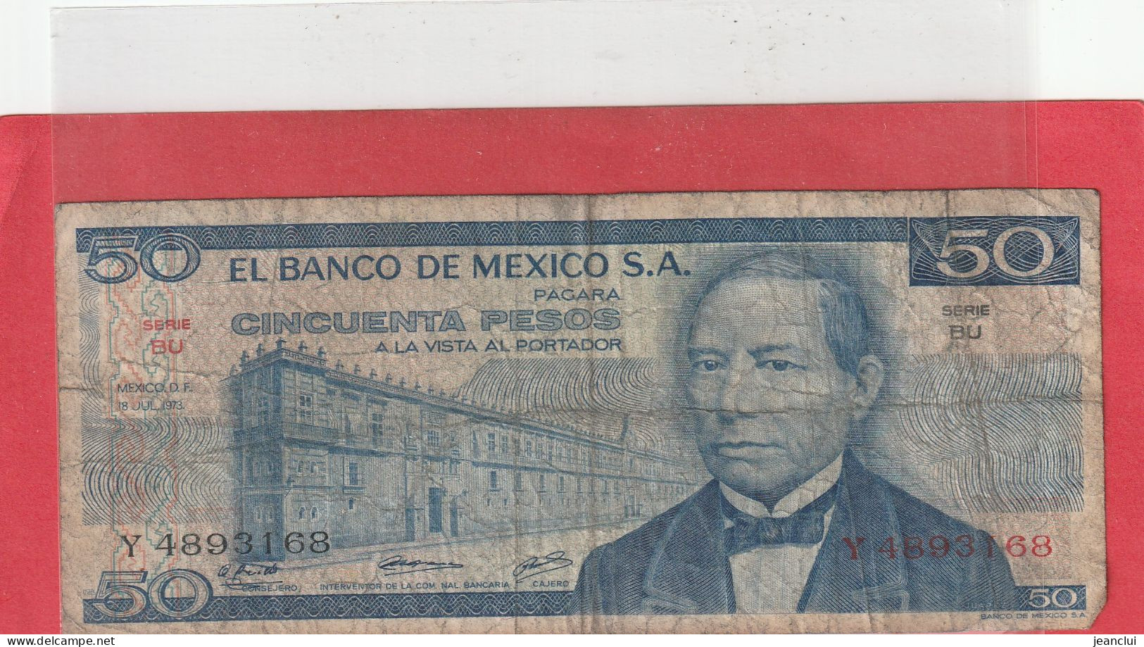 EL BANCO DE MEXICO S.A.  .  50 PESOS  .  18-7-1973  .  N°   Y 4893168 .  2 SCANNES  .  BILLET TRES USITE - Mexique